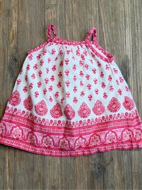 Baby Gap Cotton Red and White/Cream Printed Dress Size